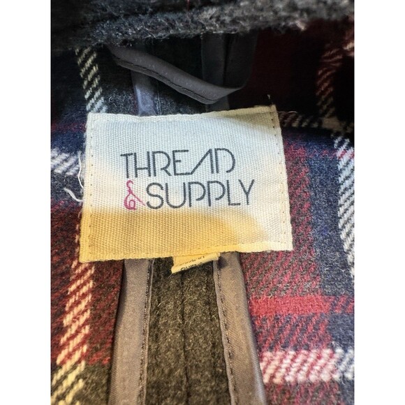 Thread & Supply Womens Black woven Duffle Coat with flannel linging size XL - Picture 7 of 10